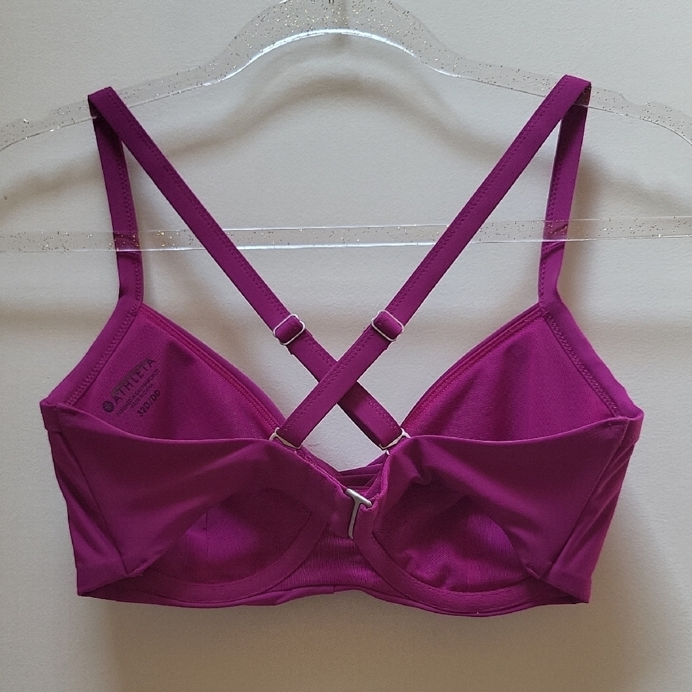 NWOT Athleta Fuchsia Twist Up bikini top, 32D-DD (34C, 32E) - Picture 2 of 6